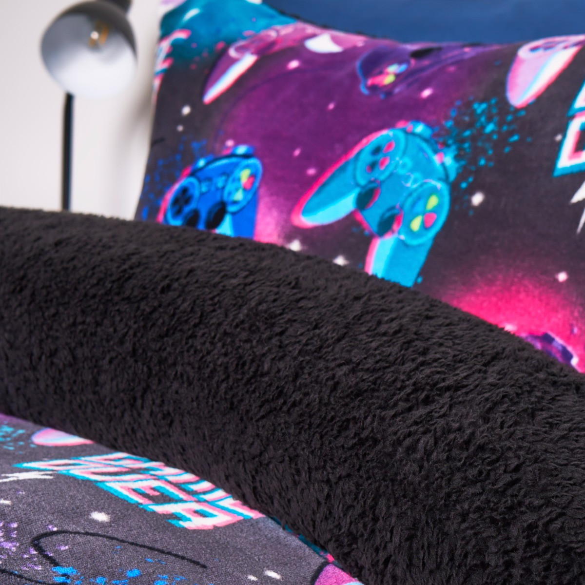 OHS Gaming Fleece Duvet Cover Set - Neon>