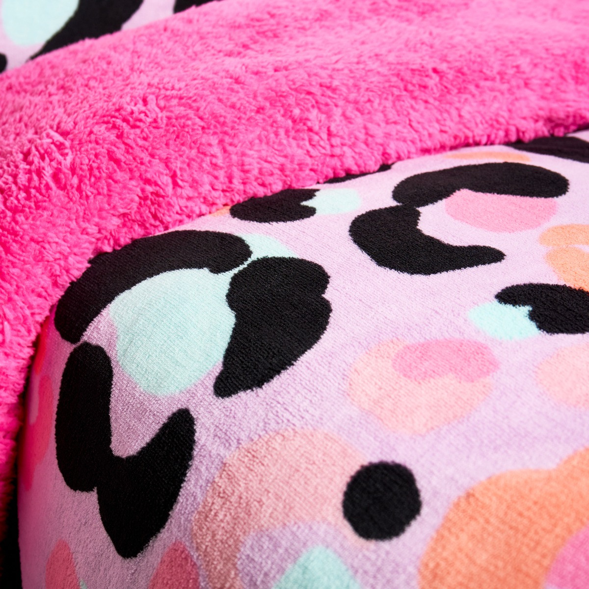 OHS Leopard Fleece Duvet Set, Lilac - Single>