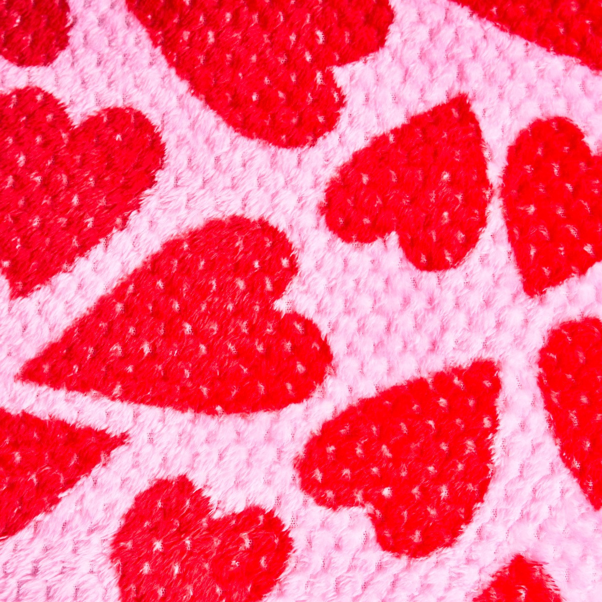 OHS Heart Print Waffle Fleece Duvet Cover Set - Pink/Red>