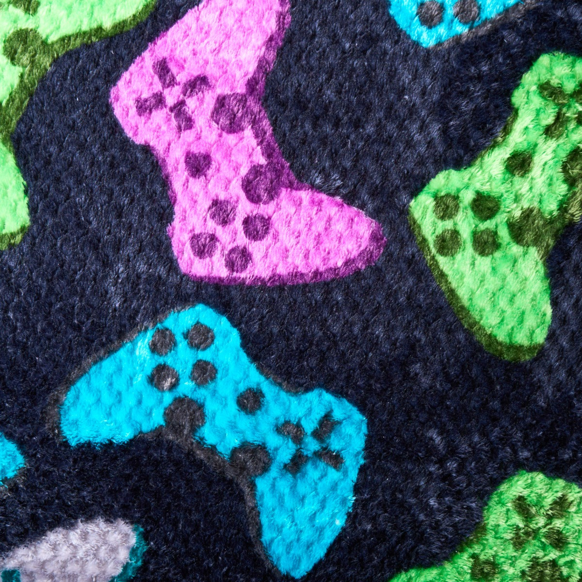 OHS Gaming Print Waffle Fleece Duvet Cover Set, Navy - Double>