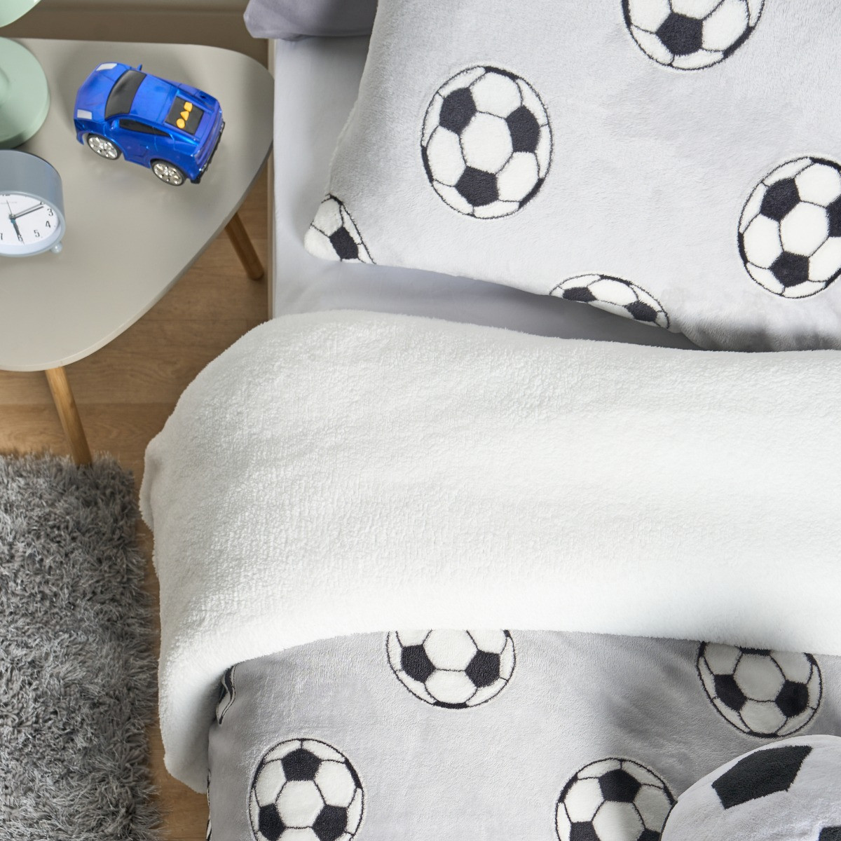 OHS Football Glow In The Dark Duvet Cover Set, Grey - Single>