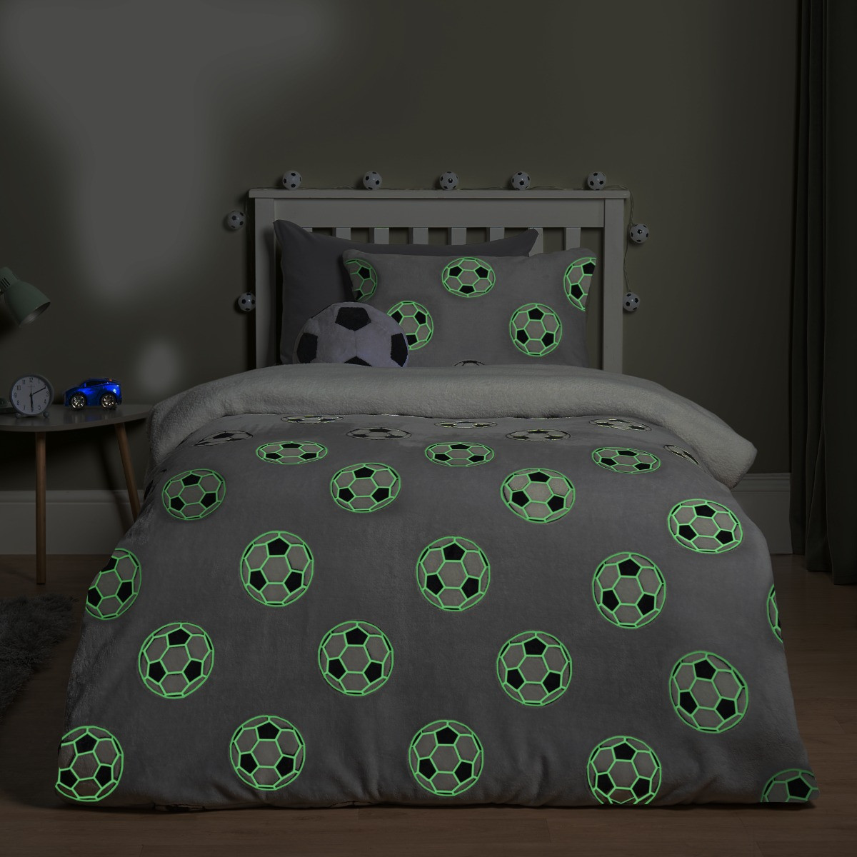 OHS Football Glow In The Dark Duvet Cover Set - Grey>