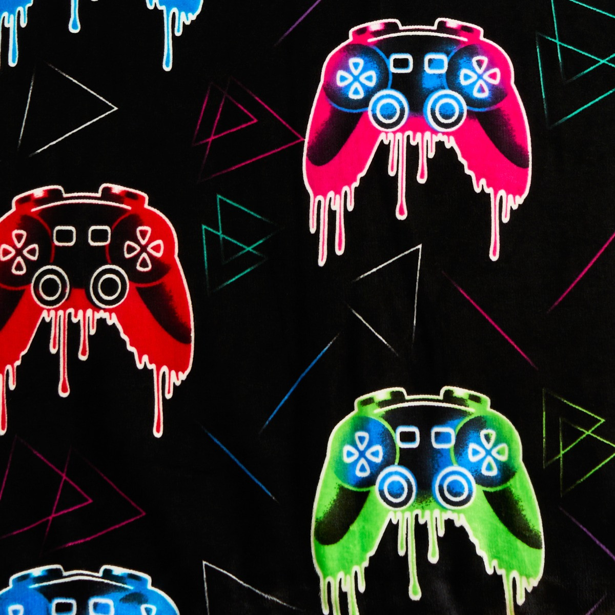 OHS Gaming Glow In The Dark Duvet Set, Black - Double >