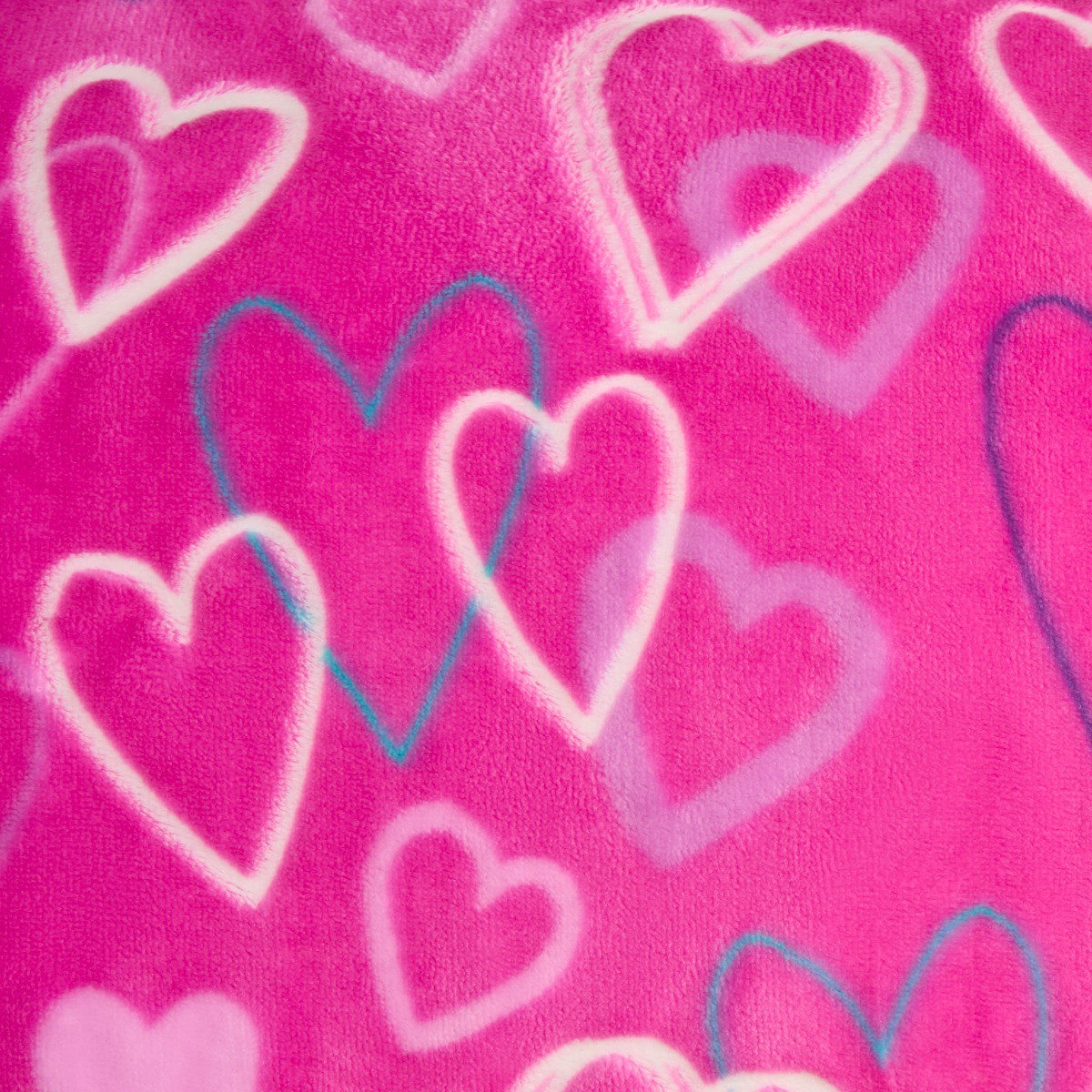 OHS Heart Printed Glow In The Dark Duvet Set, Pink - Double>