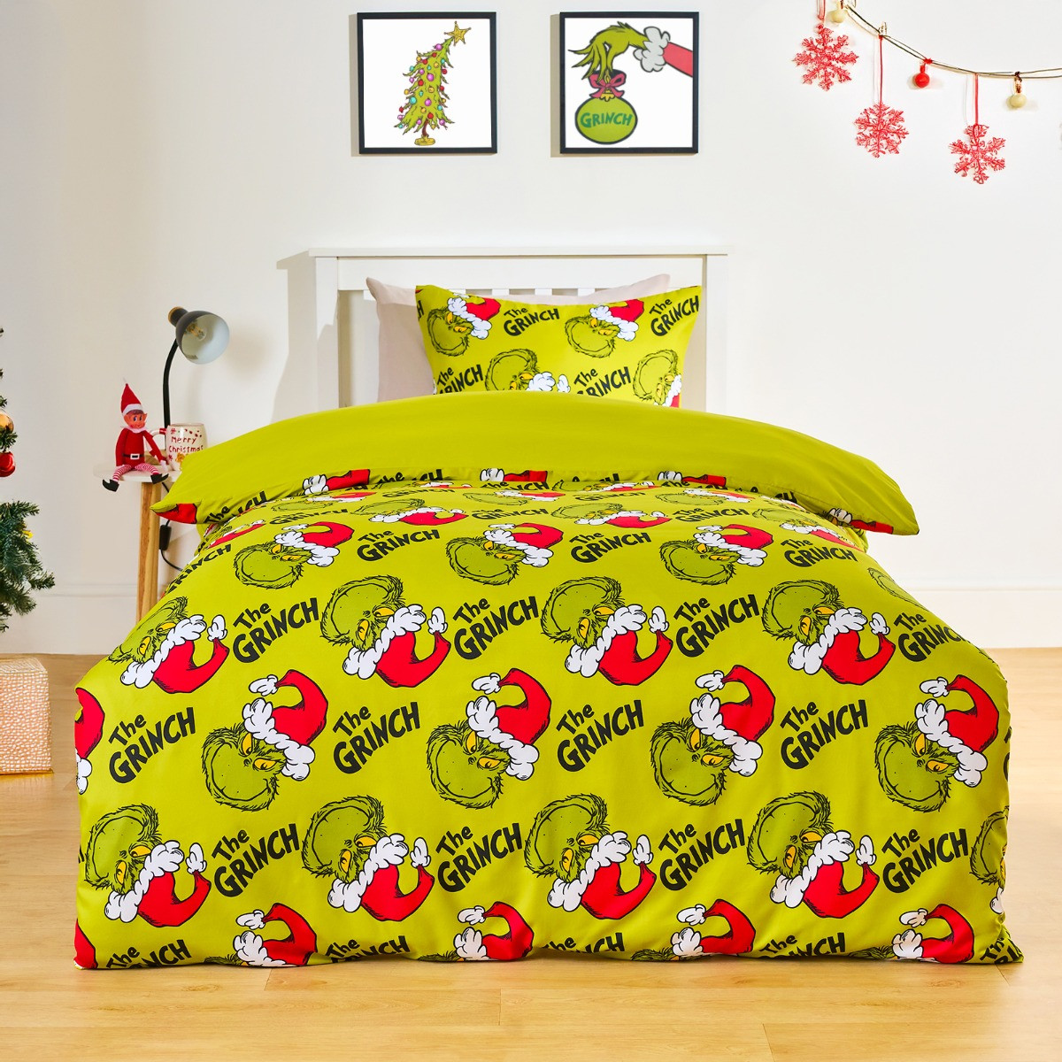 OHS Grinch Printed Duvet Set - Green>