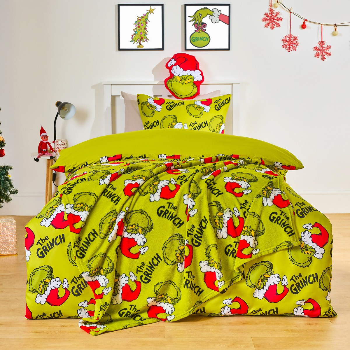 OHS Grinch Printed Duvet Set - Green>