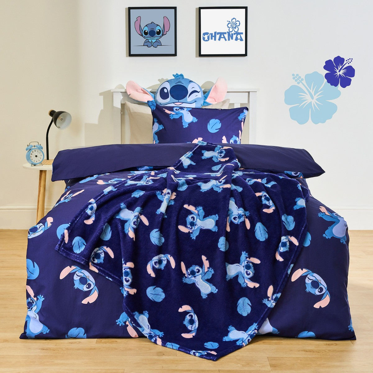 OHS Stitch Printed Duvet Cover Set, Blue - Single>