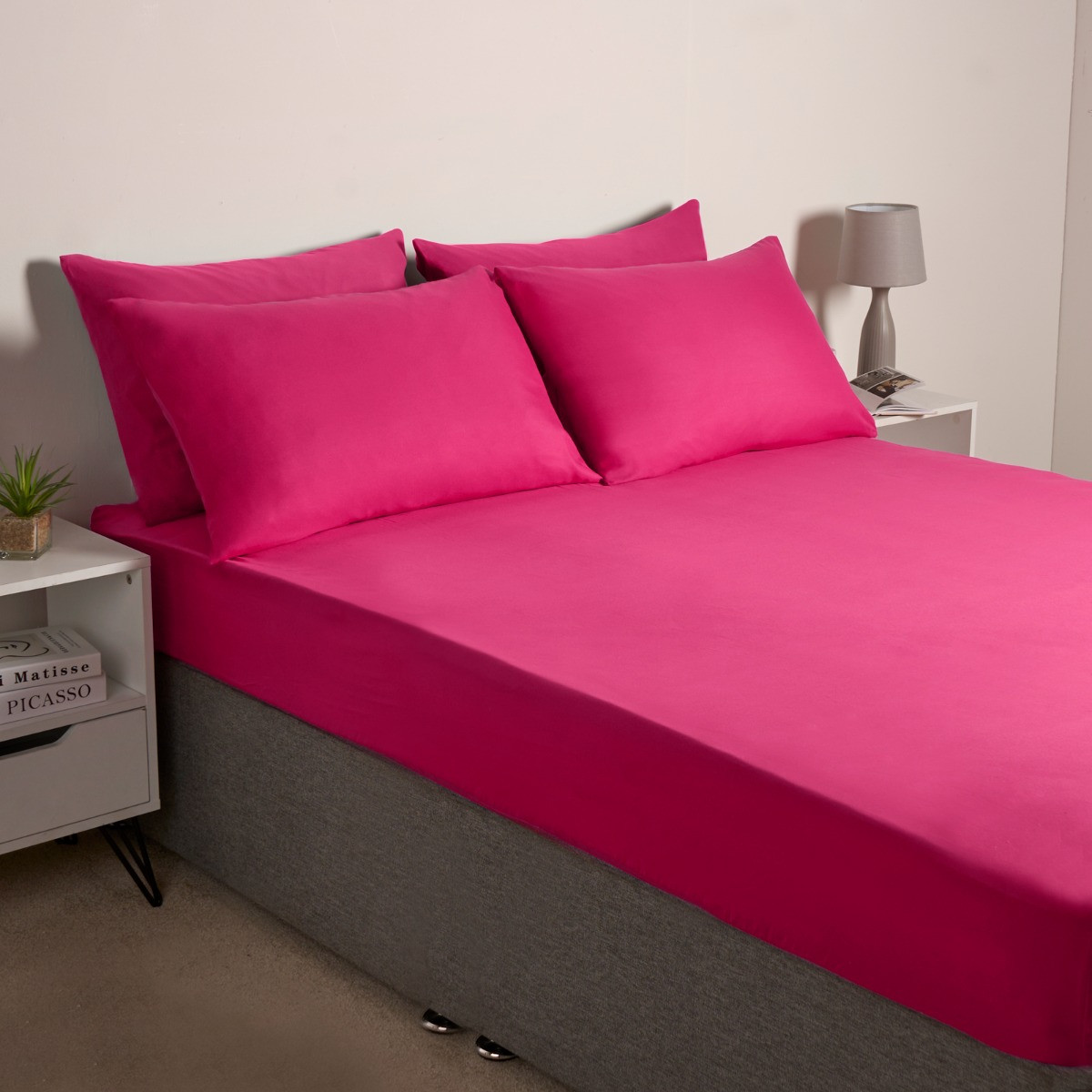OHS 2 Pack Plain Dyed Housewife Pillowcases - Hot Pink>