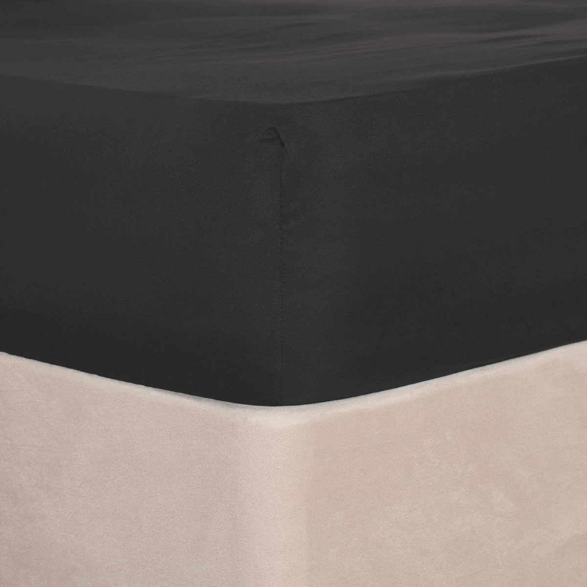 OHS Plain Cotton Deep Fitted Sheet - Black >