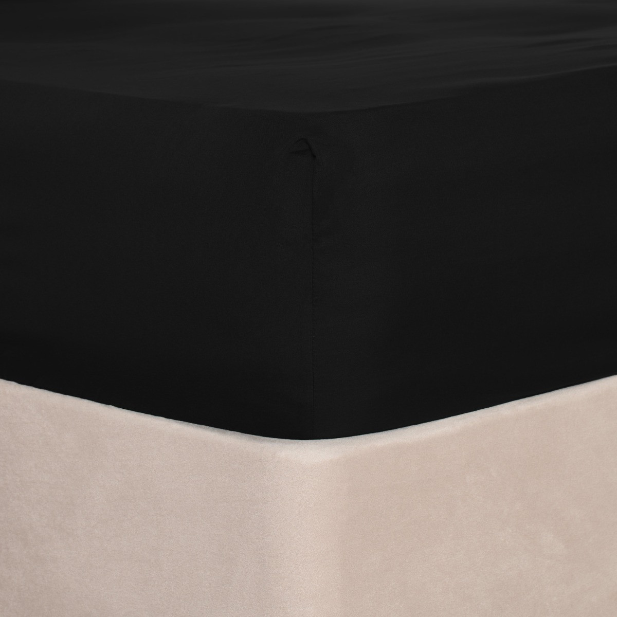 OHS Plain Cotton Deep Fitted Sheet, Black -  King>
