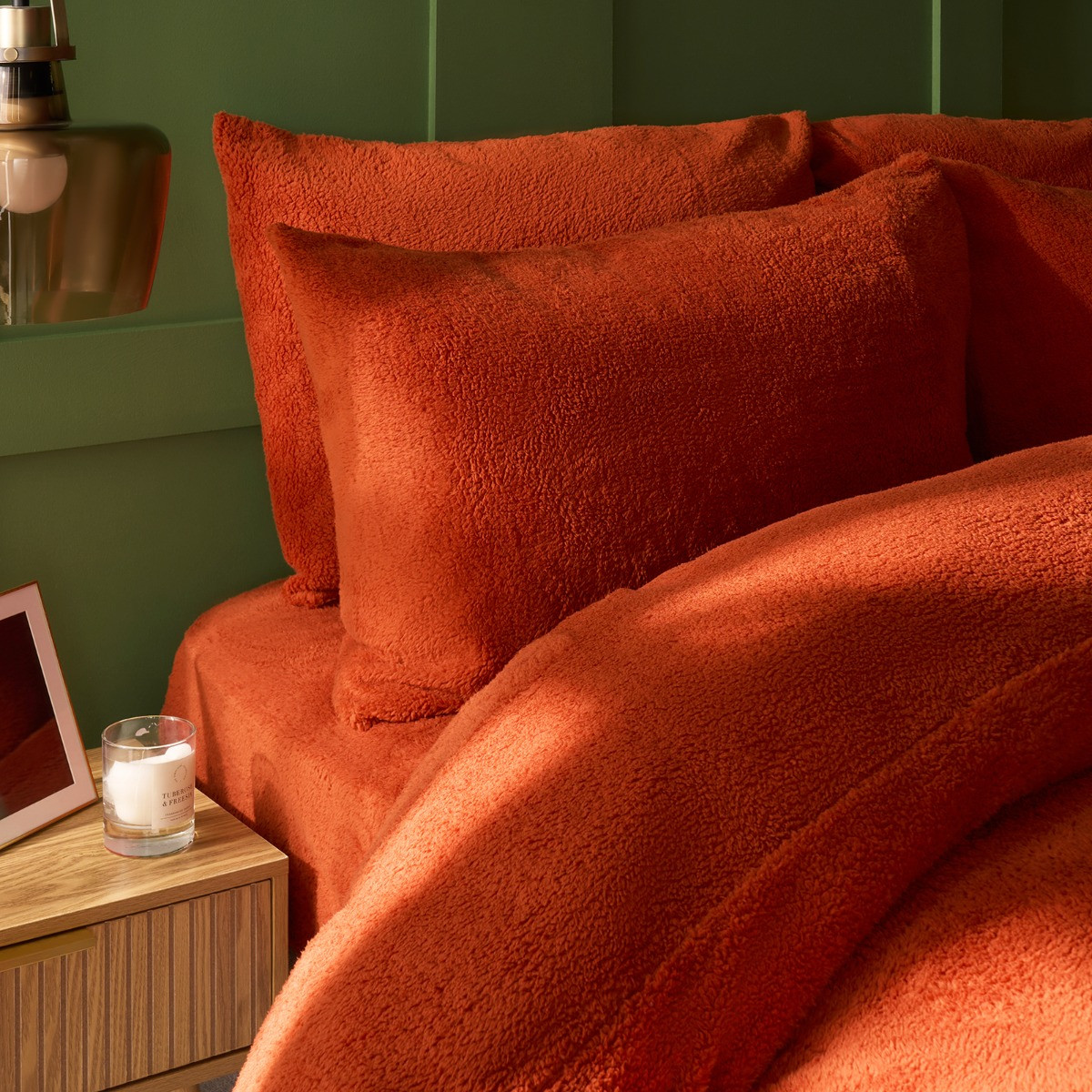 OHS Teddy Fleece Pillowcases - Rust>