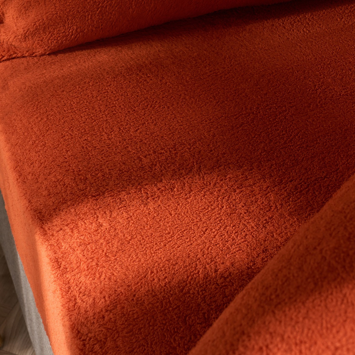 OHS Teddy Fleece Fitted Sheet, Rust - Superking>