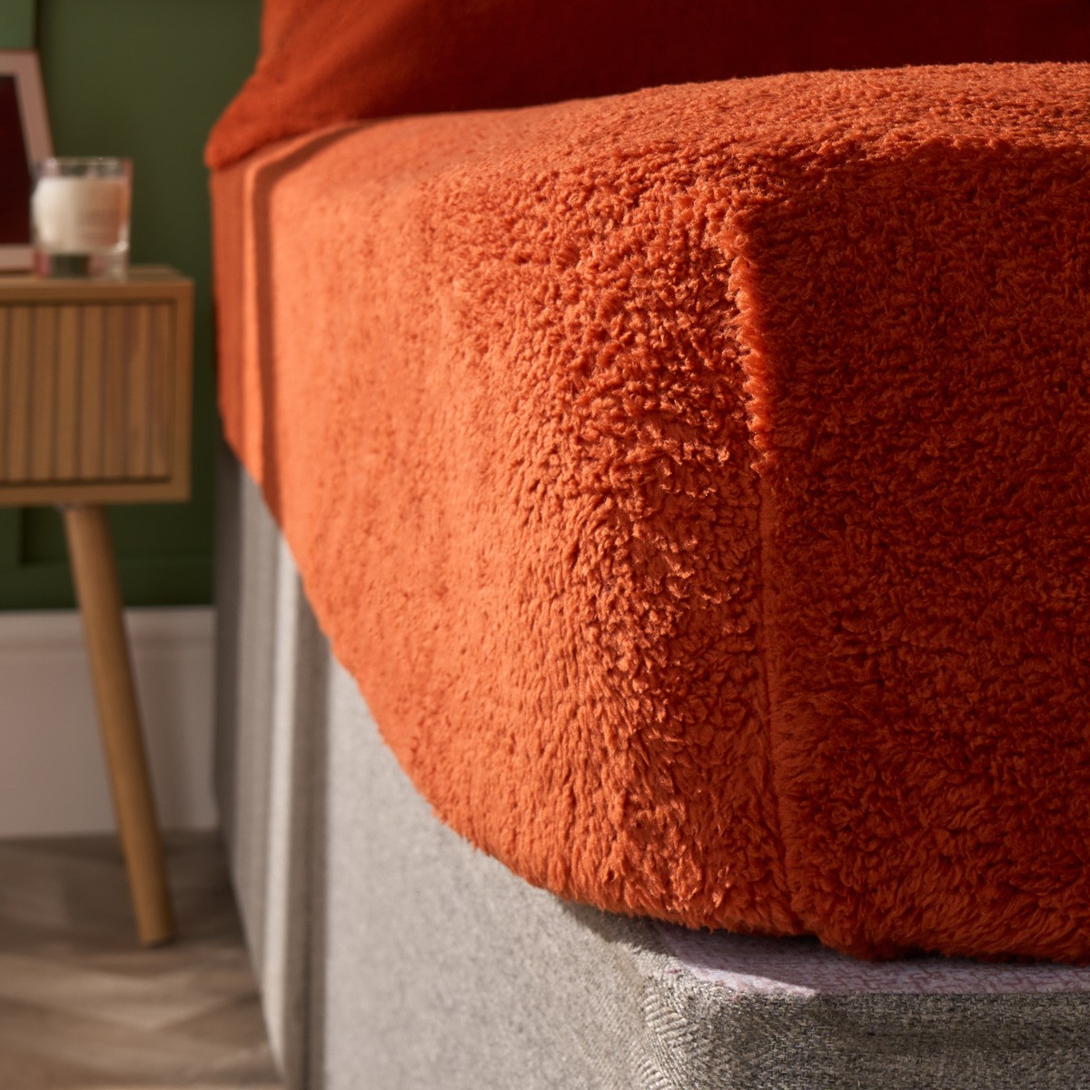 OHS Teddy Fleece Fitted Sheet, Rust - Superking>