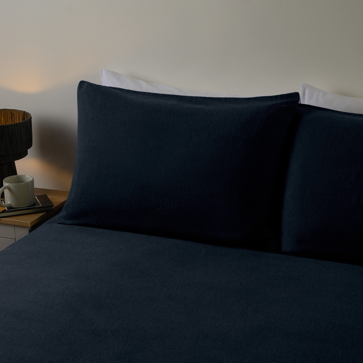 OHS Brushed Cotton Pillowcases, Navy - 2 Pack>