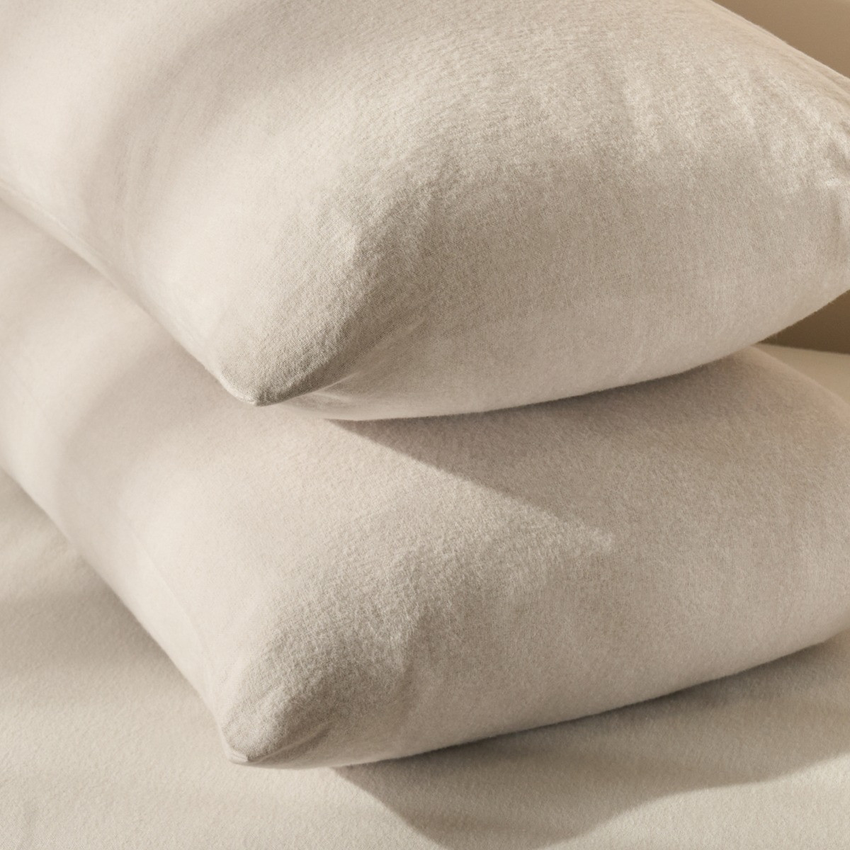 OHS Brushed Cotton Pillowcases, Natural - 2 Pack>