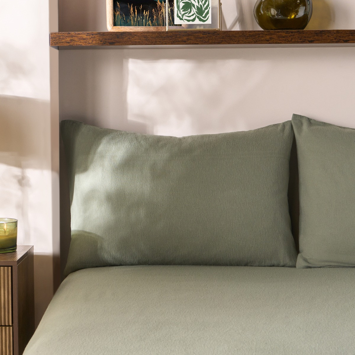 OHS Brushed Cotton Pillowcases, Woodland Green - 2 Pack>