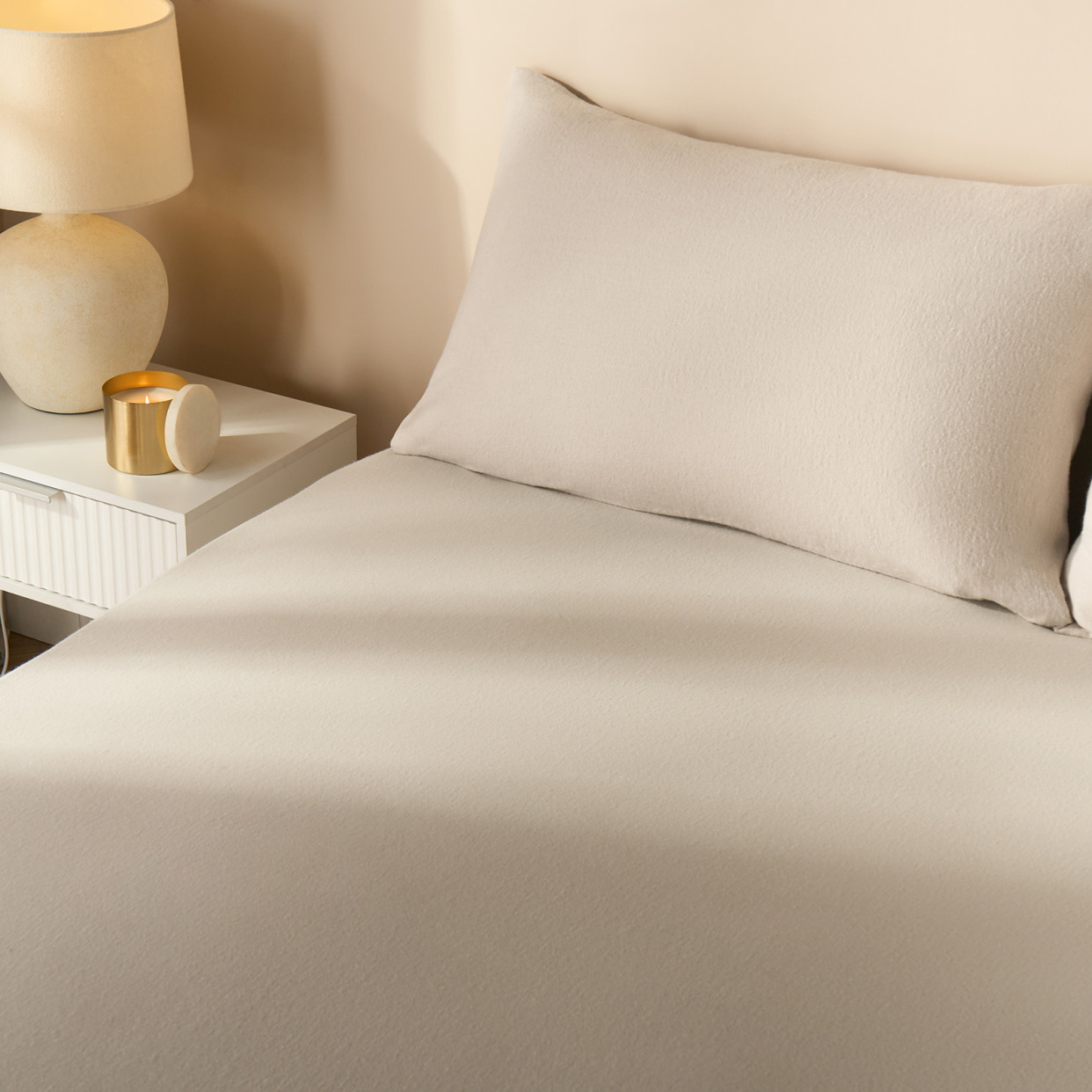 OHS Brushed Cotton Fitted Sheet - Natural>