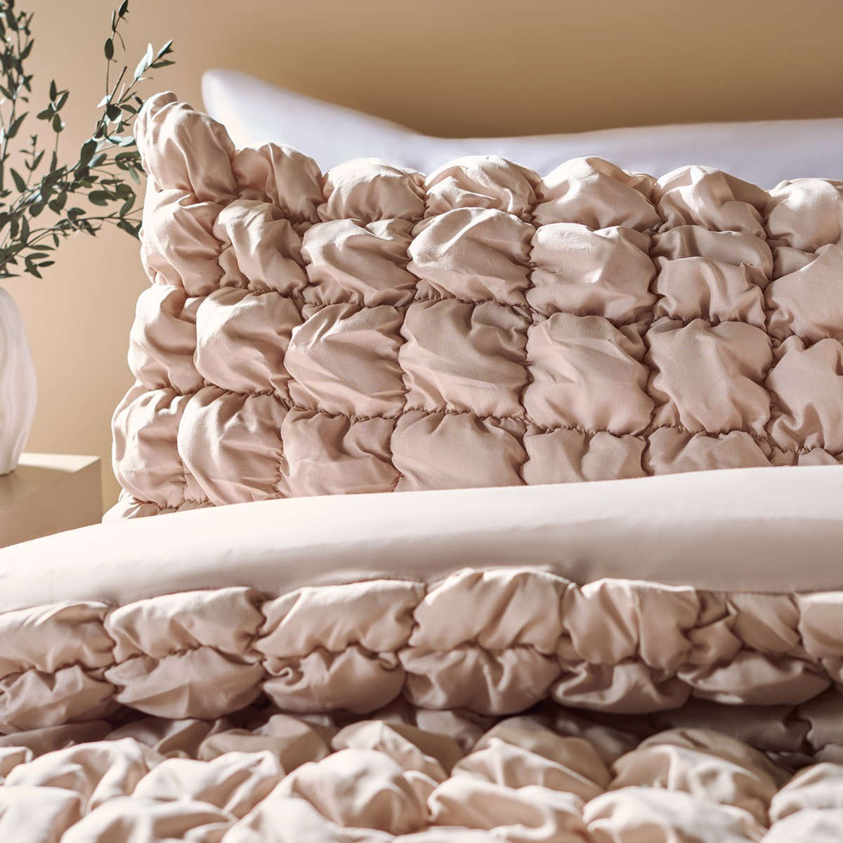 OHS Quilted Seersucker Duvet Cover Set - Natural>
