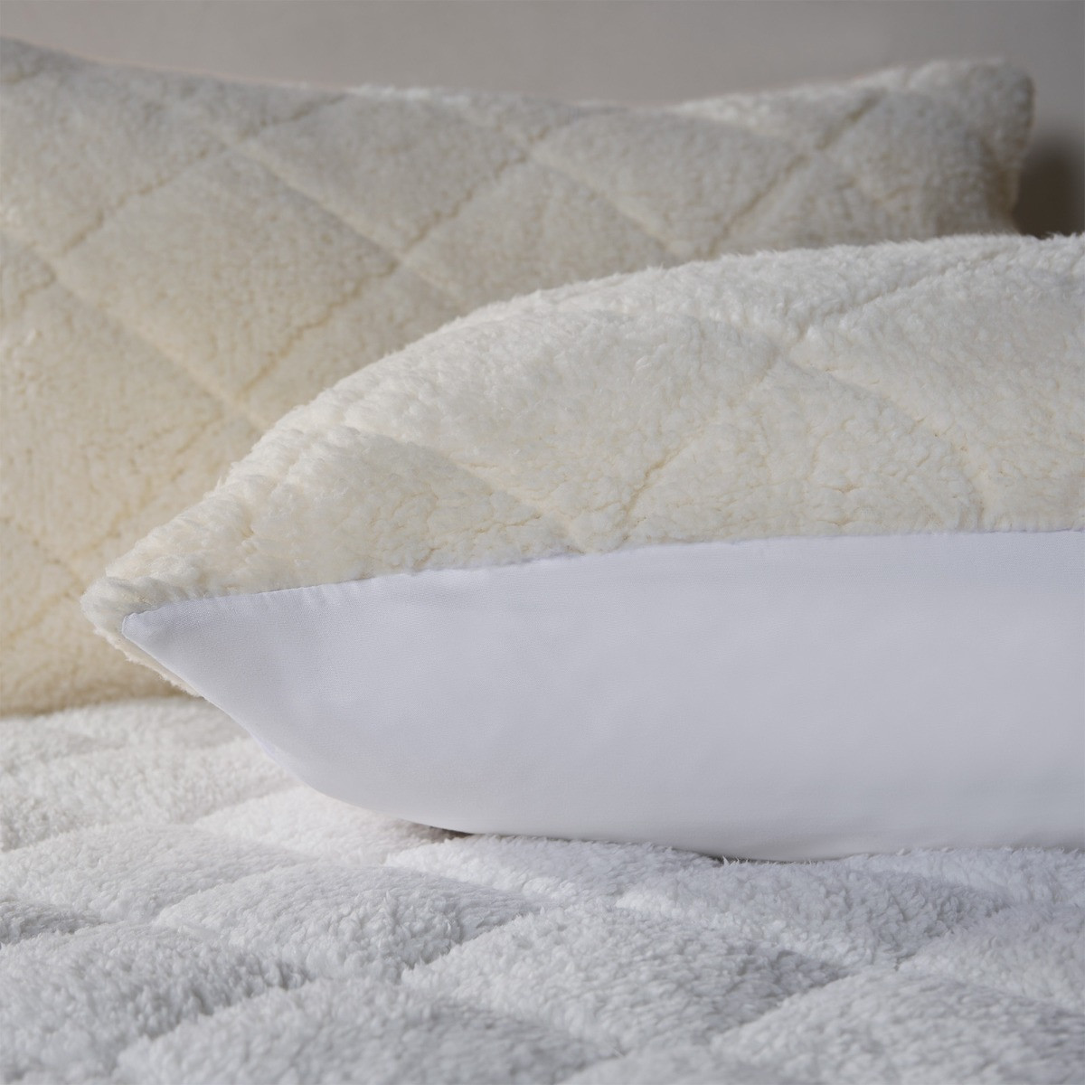 OHS Teddy Thermal Pillow Protector Pair, Cream - 2 Pack>