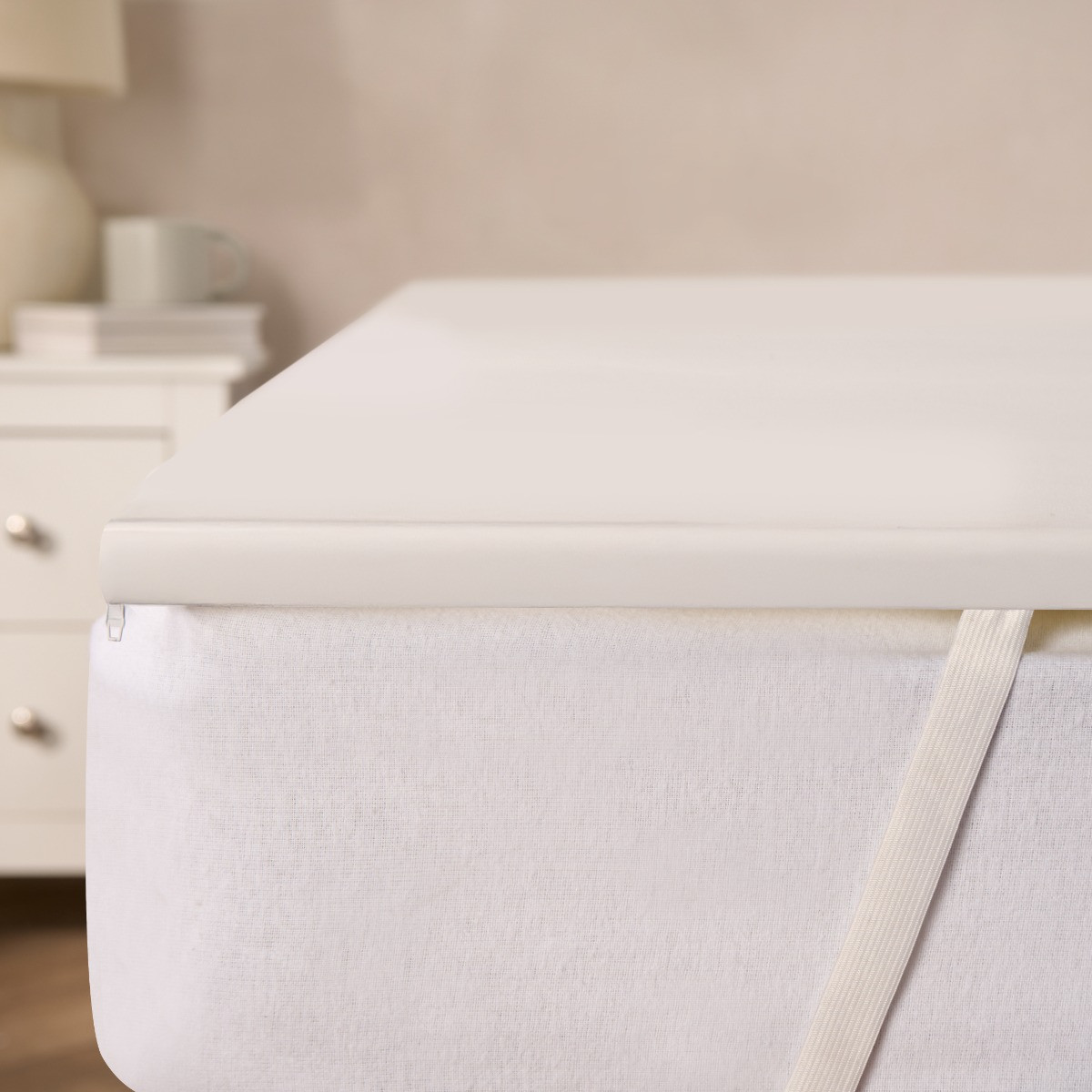 OHS Memory Foam Topper, White - Single>