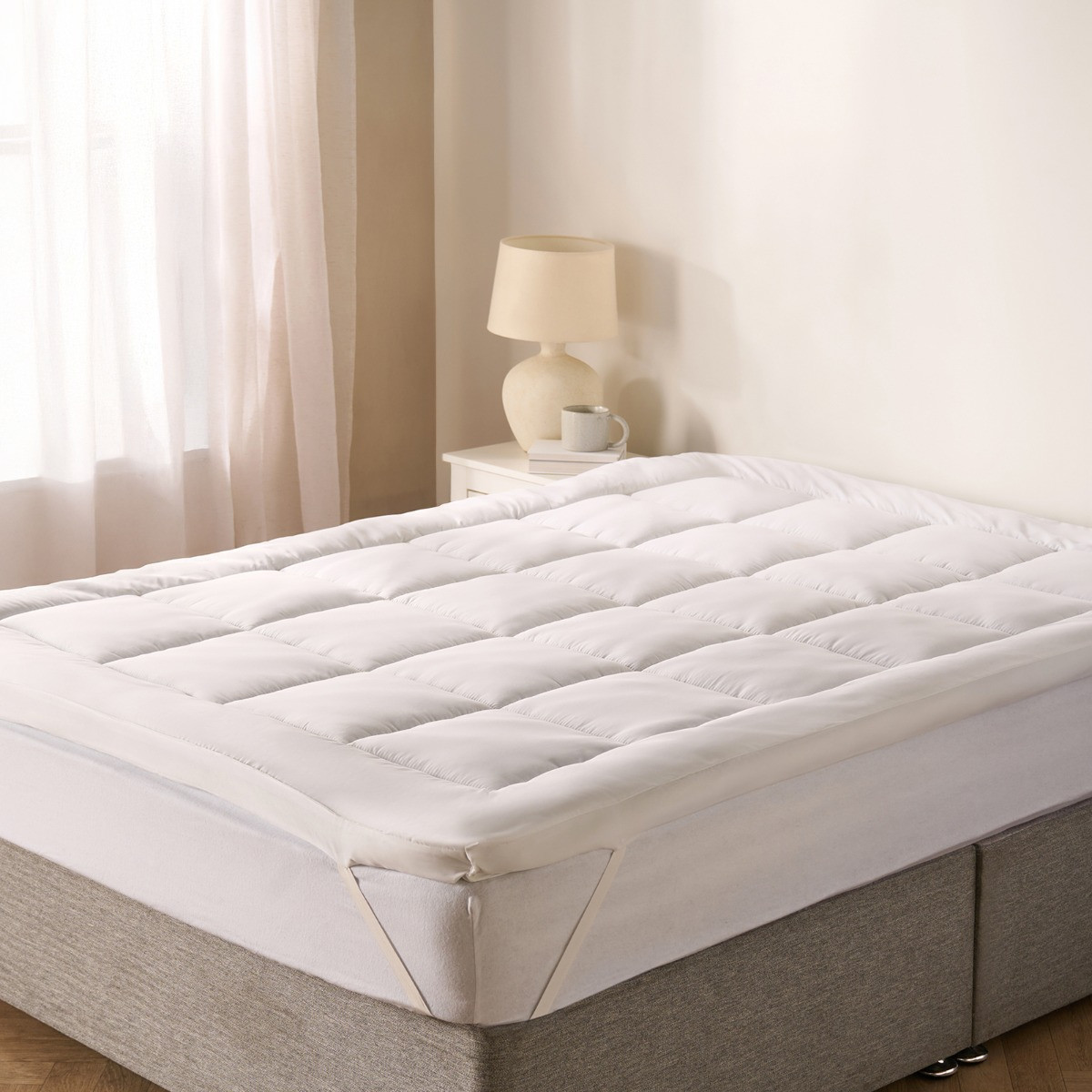 OHS Luxury Deep Fill Mattress Topper, White - King>