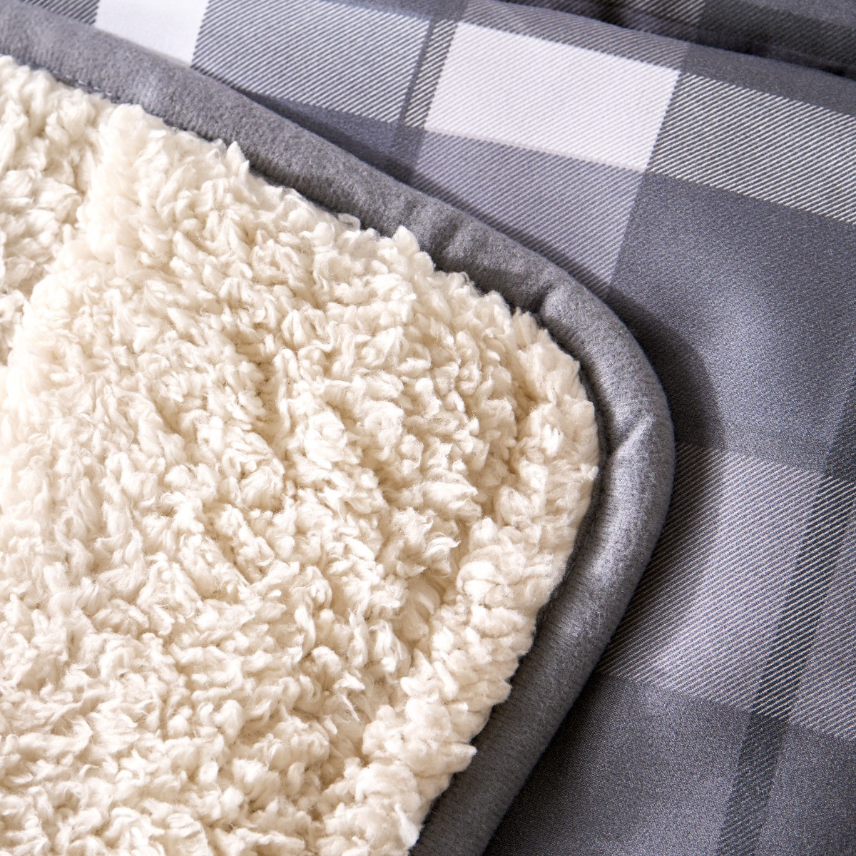 OHS Coverless Check 10.5 Tog Duvet Set, Grey - King>