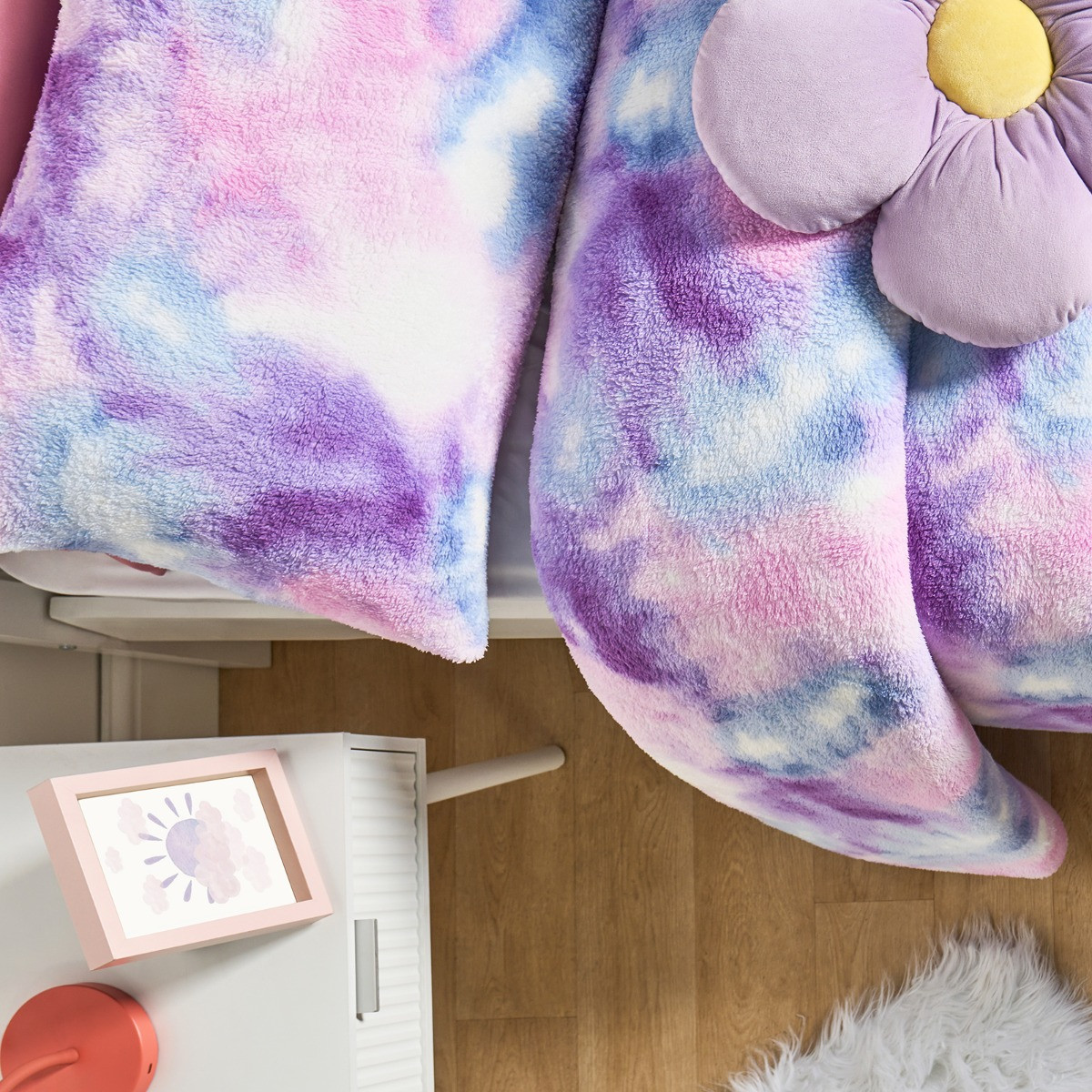 OHS Coverless Teddy Tie Dye 10.5 Tog Duvet Set - Lilac>