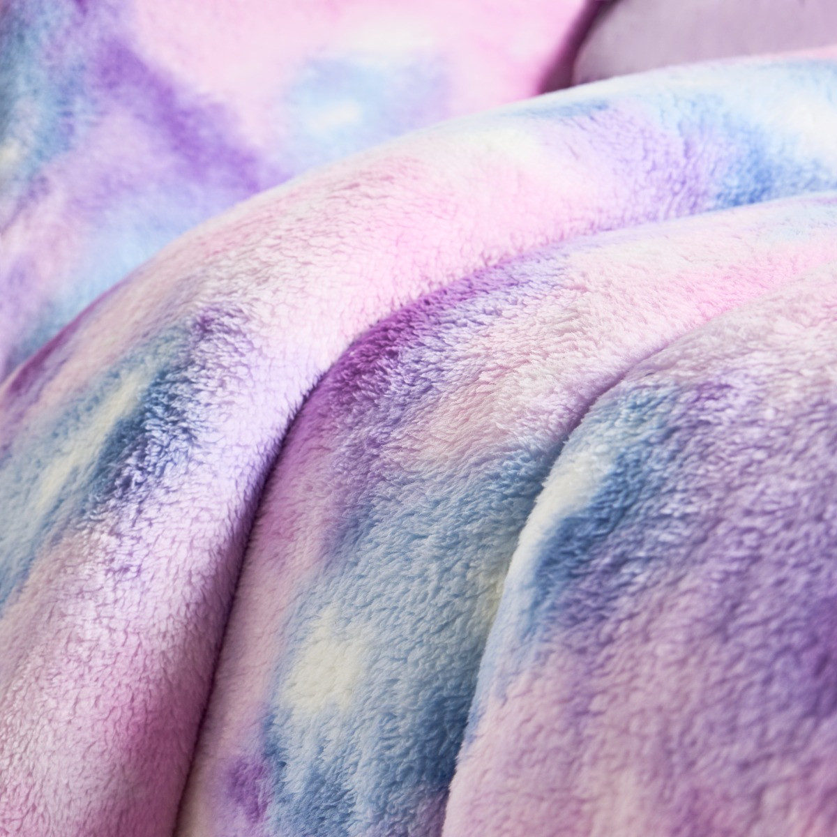 OHS Coverless Teddy Tie Dye 10.5 Tog Duvet Set - Lilac>