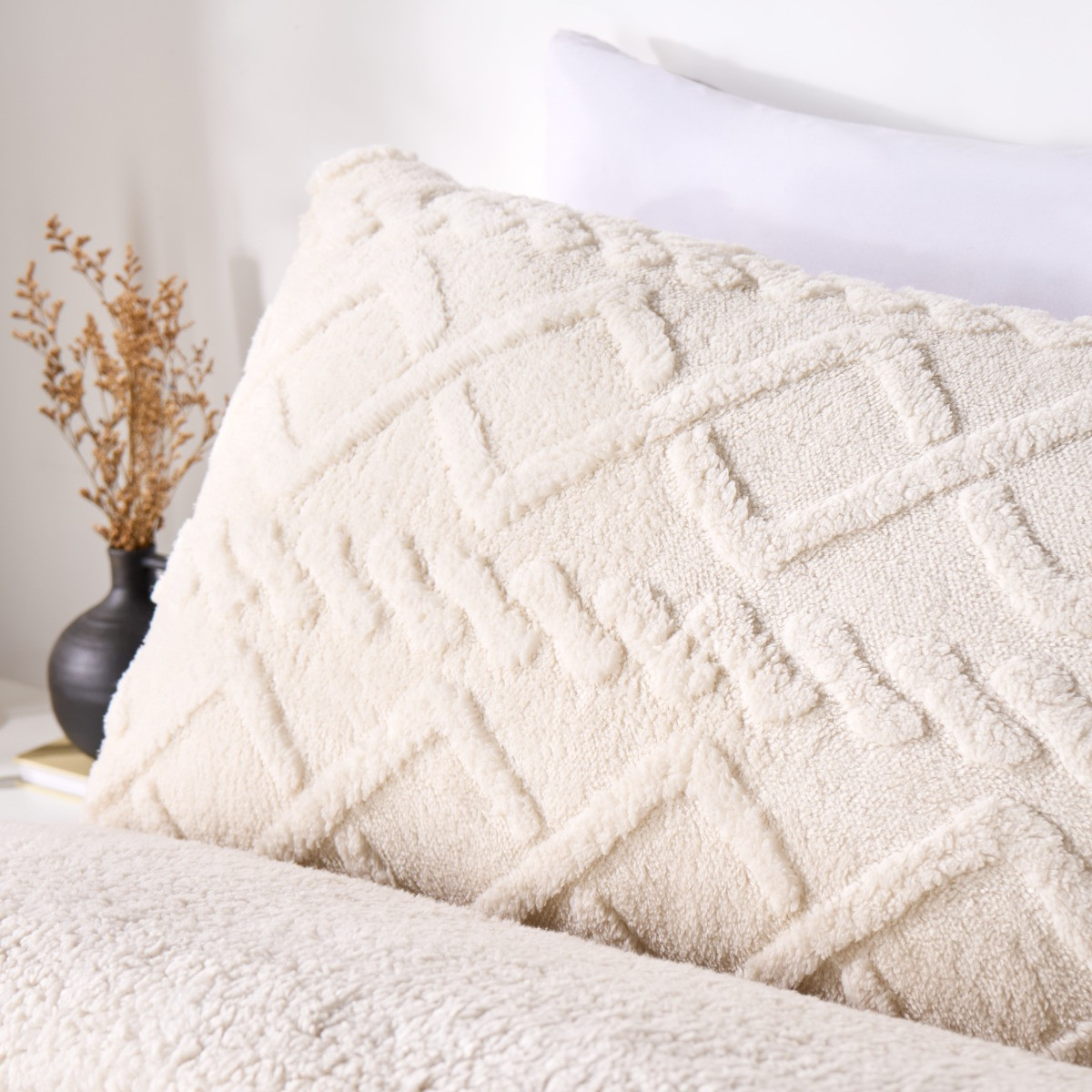 OHS Coverless Cable Knit 10.5 Tog Duvet Set, Cream - Double>