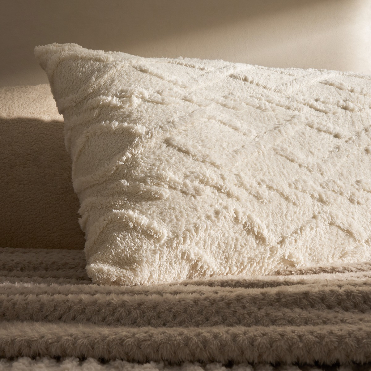 OHS Cable Knit Bolster Pillow - Cream>