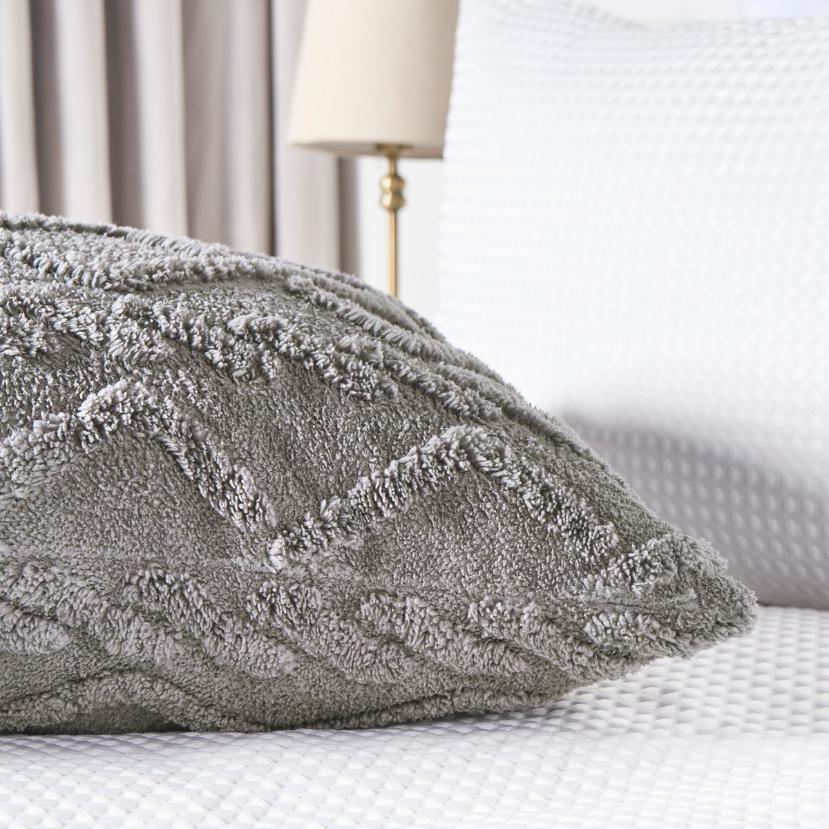 OHS Cable Knit Bolster Pillow - Grey>