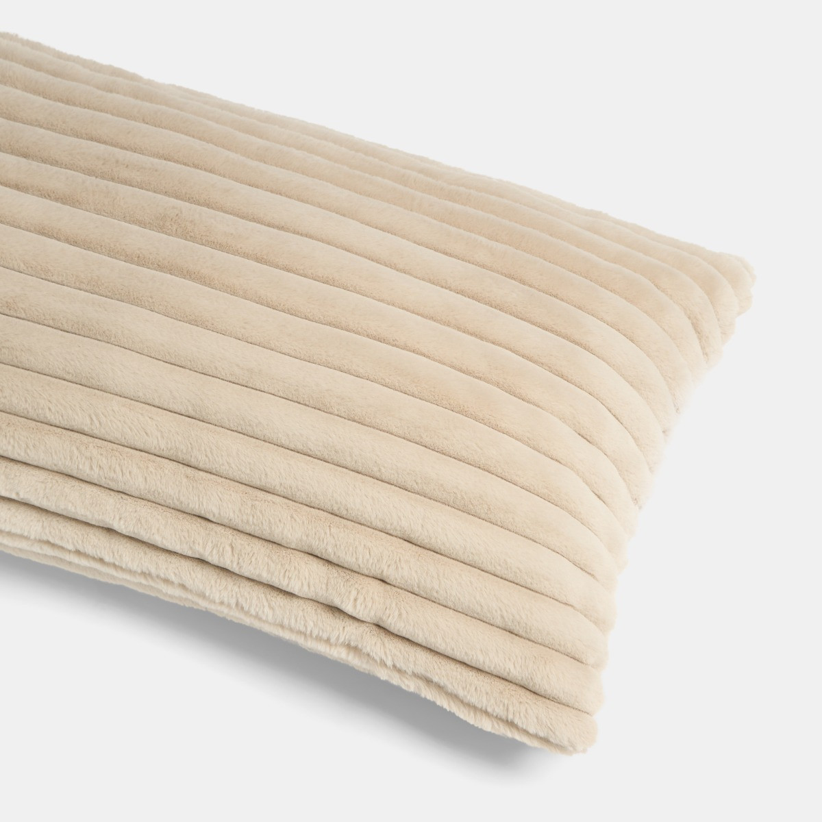 OHS Ribbed Faux Fur Bolster Pillow - Natural >