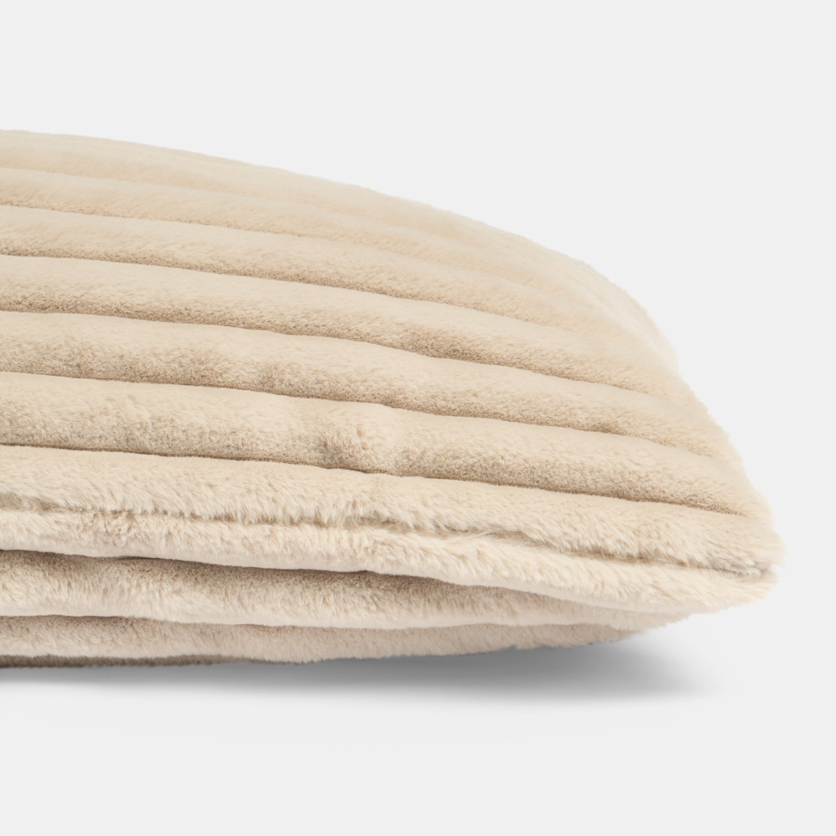 OHS Ribbed Faux Fur Bolster Pillow - Natural >