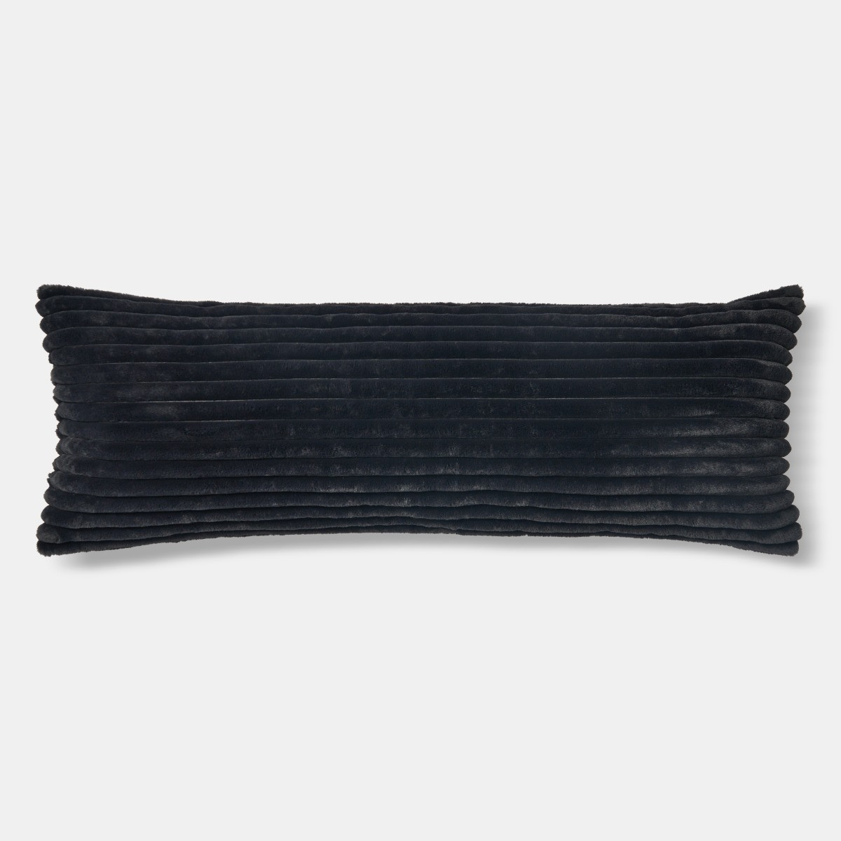 OHS Ribbed Faux Fur Bolster Pillow - Black>