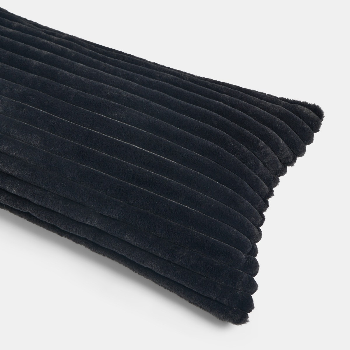 OHS Ribbed Faux Fur Bolster Pillow - Black>