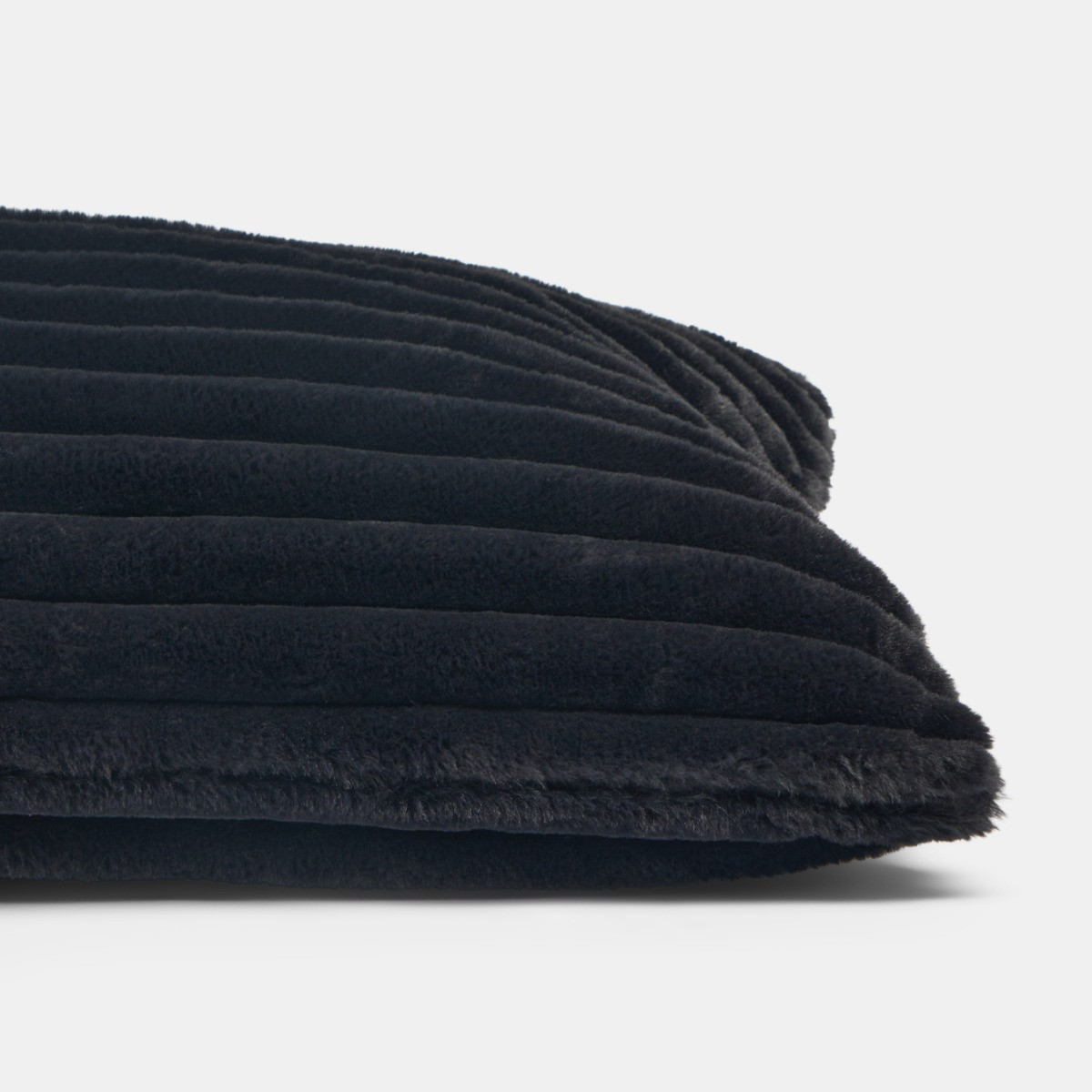 OHS Ribbed Faux Fur Bolster Pillow - Black>