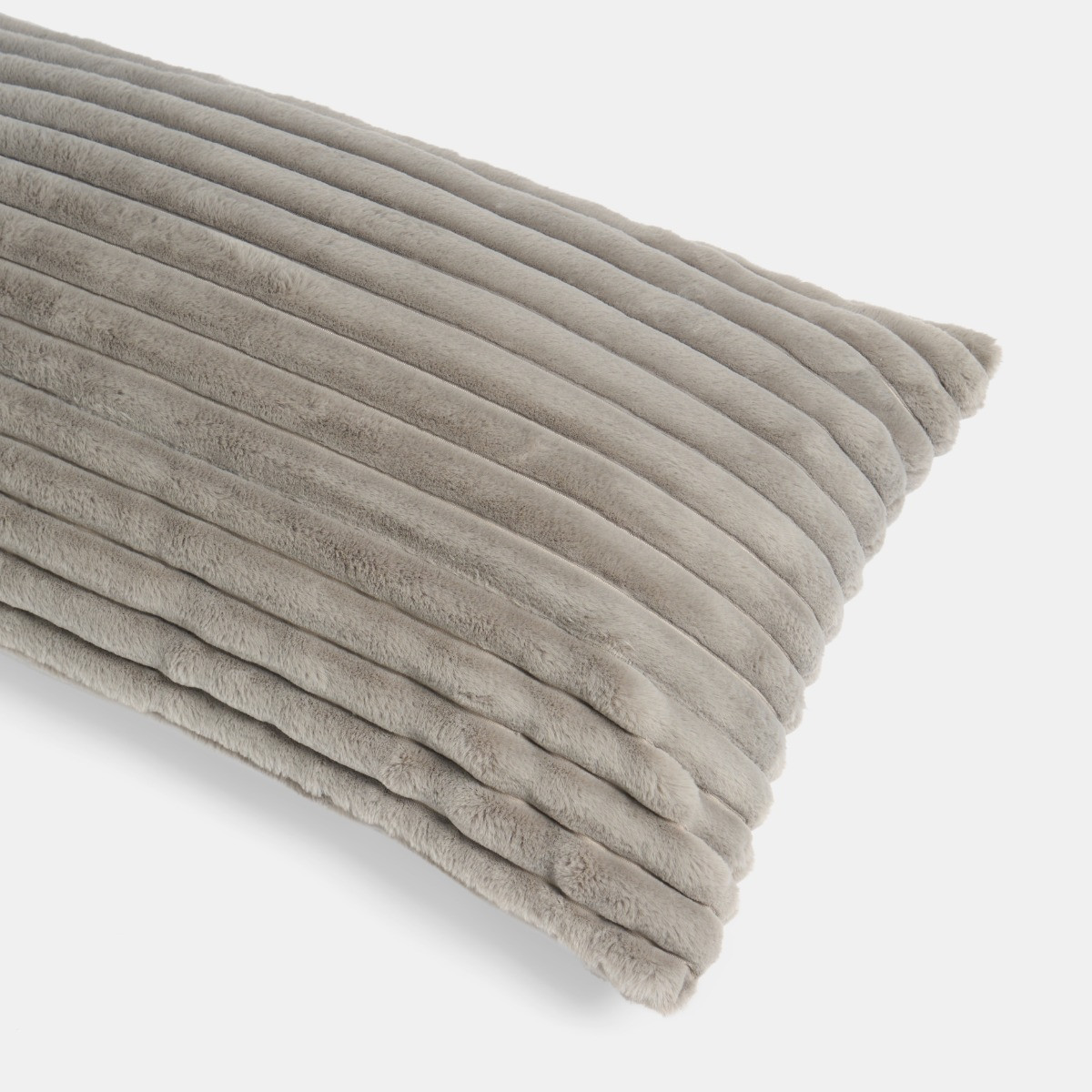 OHS Ribbed Faux Fur Bolster Pillow - Grey>