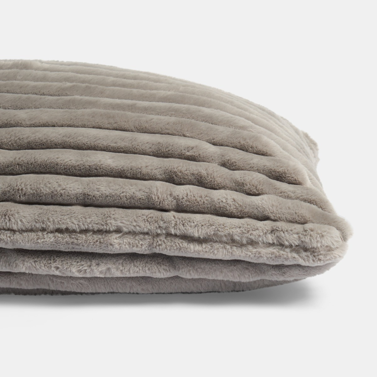 OHS Ribbed Faux Fur Bolster Pillow - Grey>