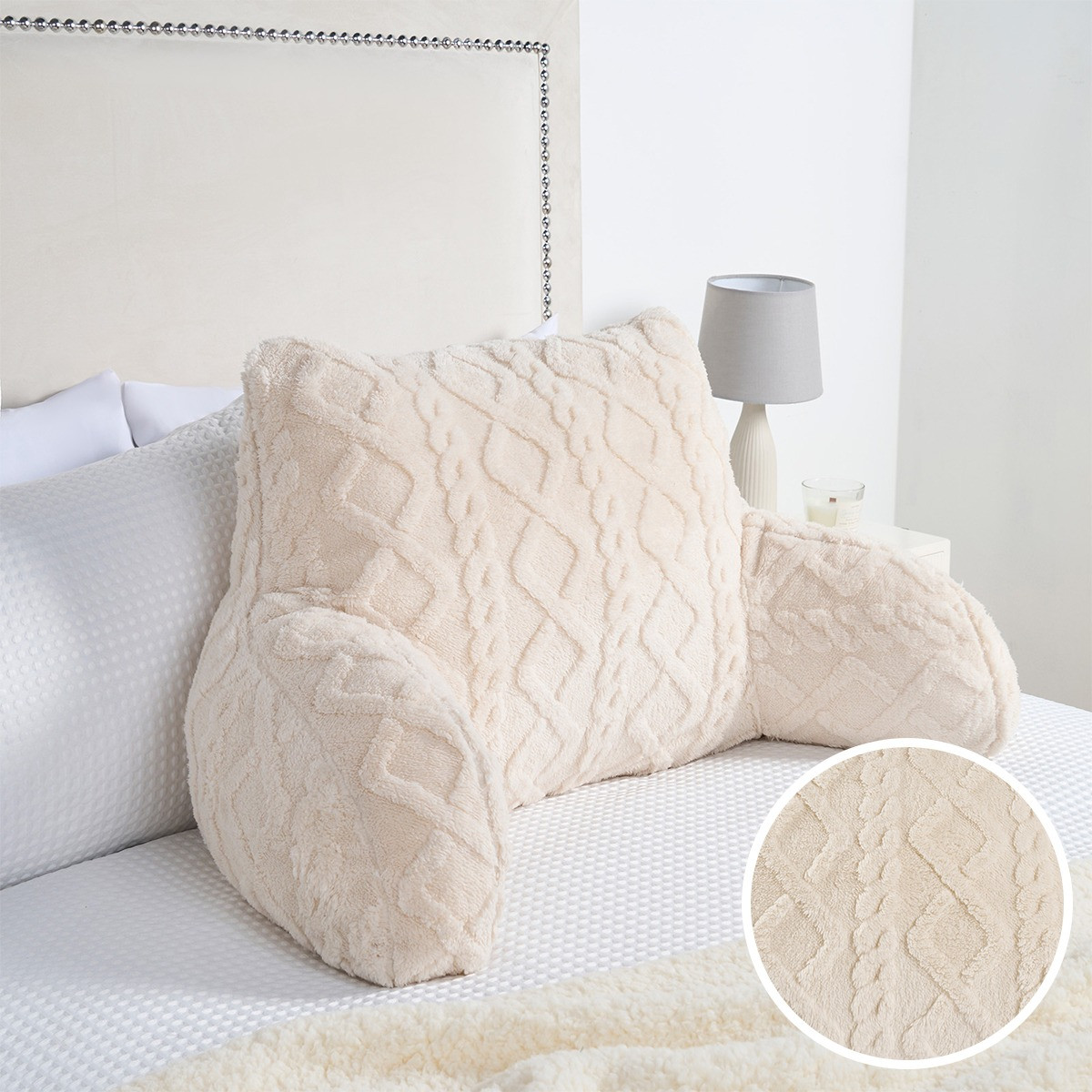 OHS Cable Knit Cuddle Cushion - Cream>