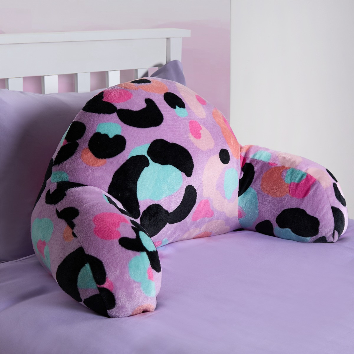 OHS Kids Leopard Fleece Cuddle Cushion - Lilac>