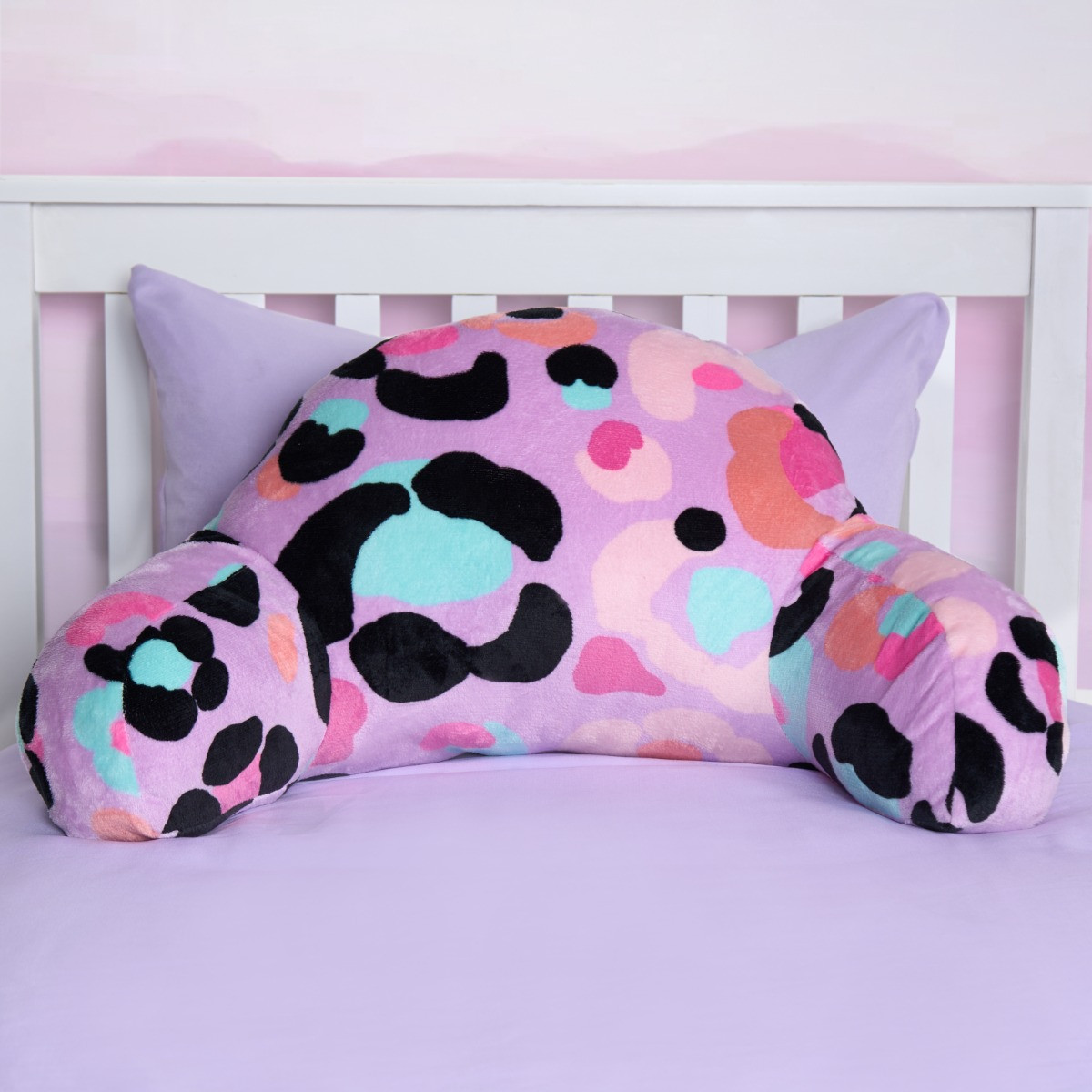 OHS Kids Leopard Fleece Cuddle Cushion - Lilac>