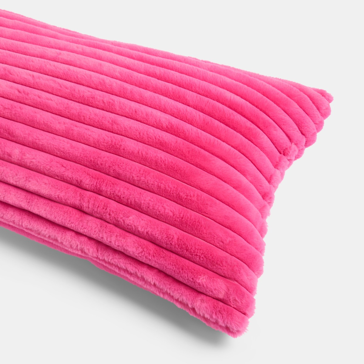 OHS Ribbed Faux Fur Bolster Pillow - Pink>
