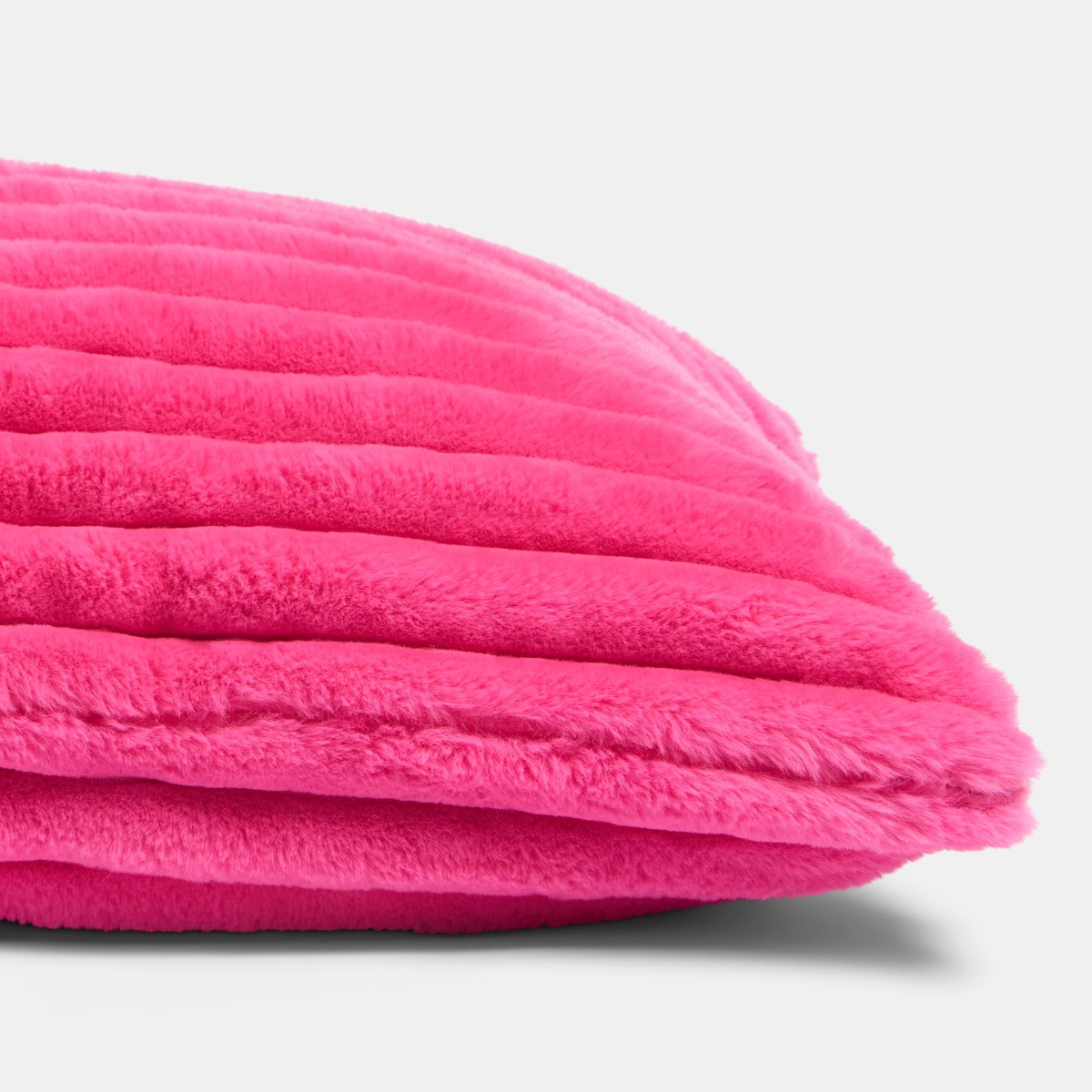 OHS Ribbed Faux Fur Bolster Pillow - Pink>