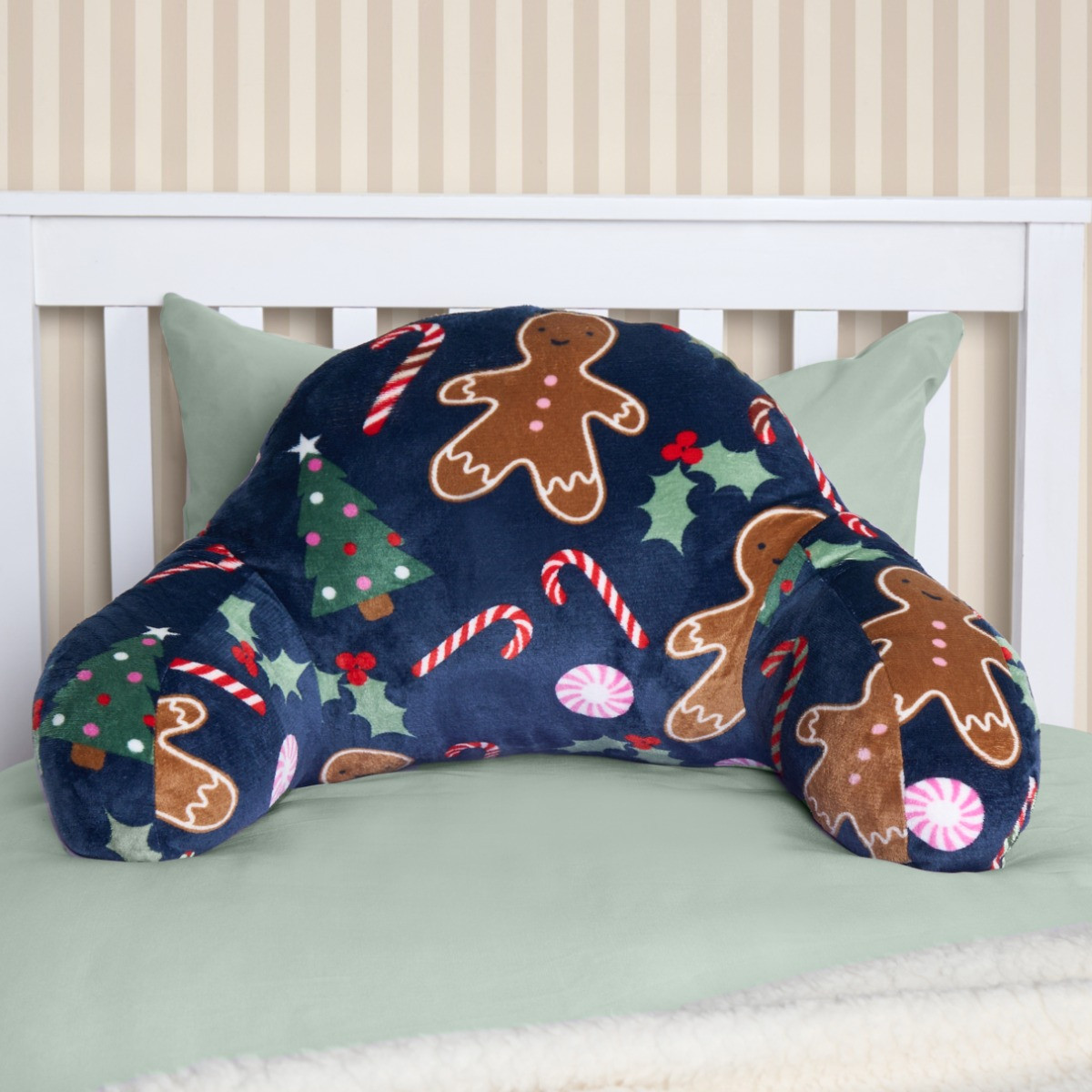 OHS Kids Gingerbread Man Fleece Cuddle Cushion - Navy>