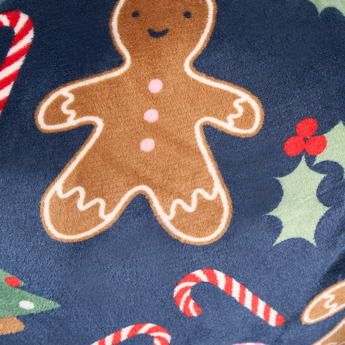OHS Kids Gingerbread Man Fleece Cuddle Cushion - Navy>