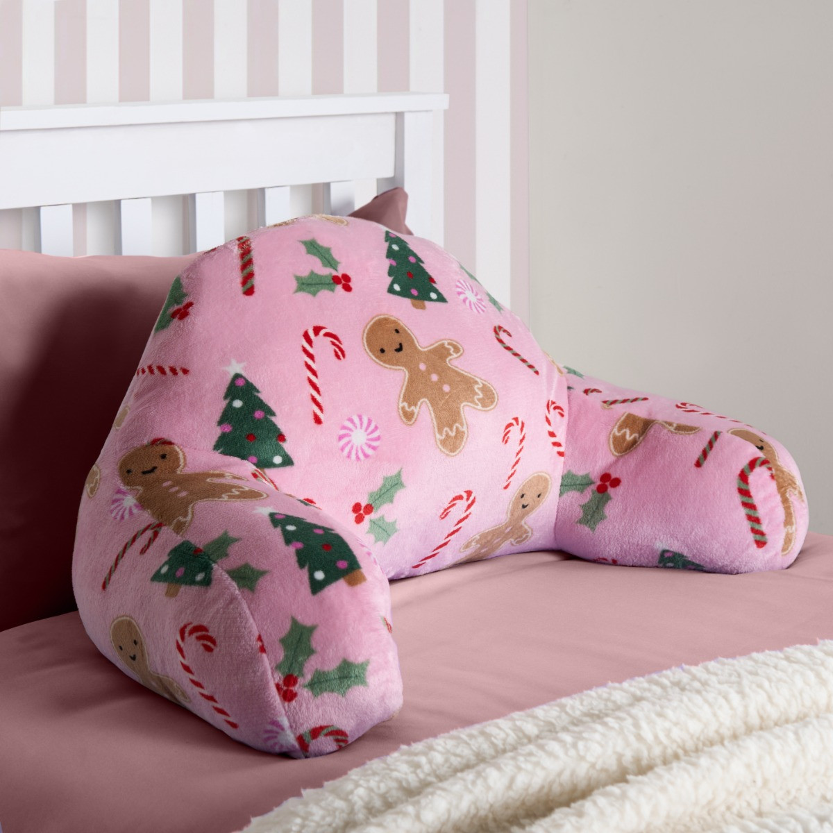 OHS Kids Gingerbread Man Fleece Cuddle Cushion - Pink>