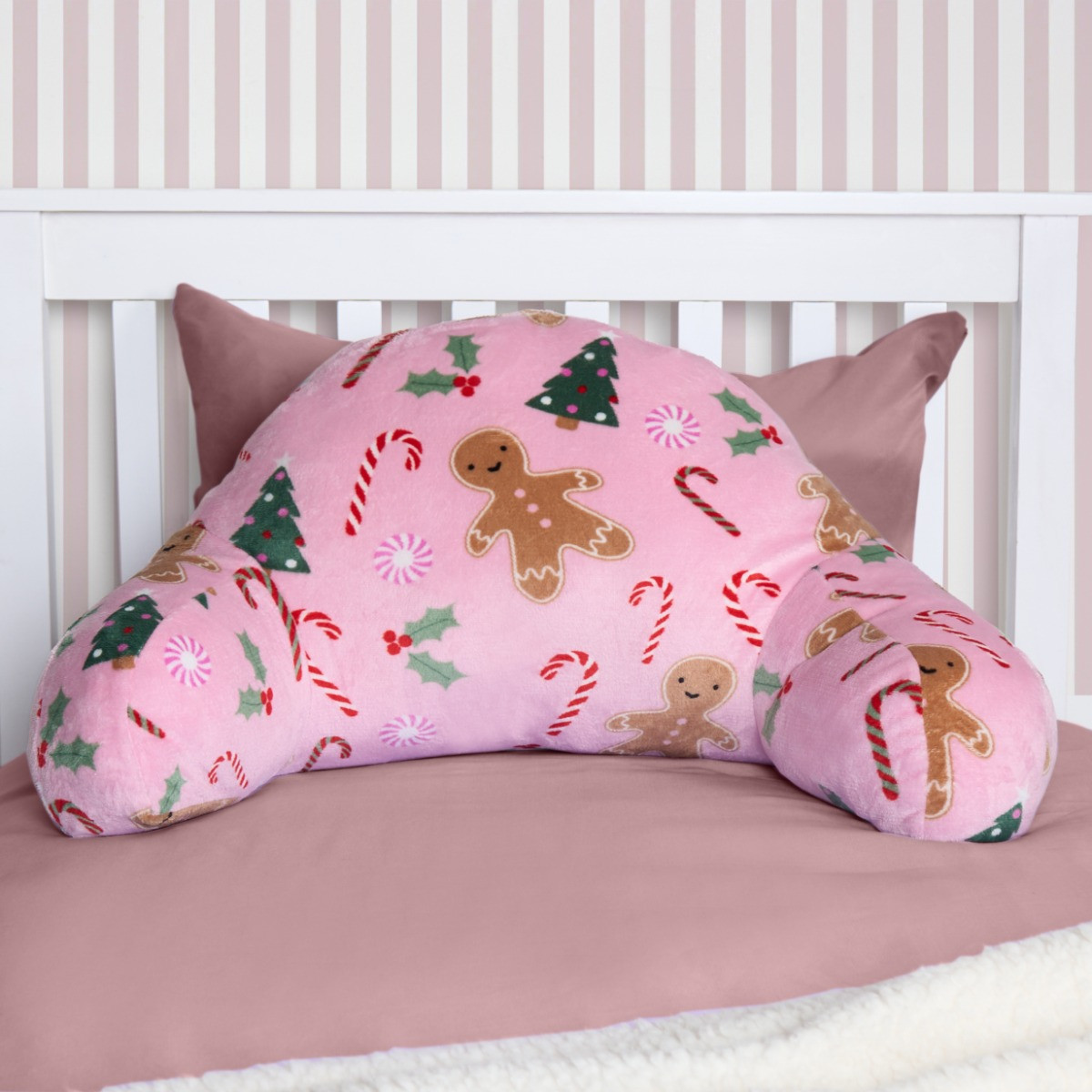 OHS Kids Gingerbread Man Fleece Cuddle Cushion - Pink>