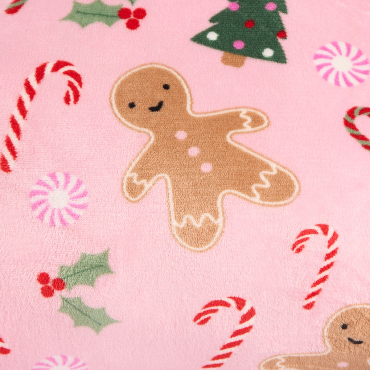 OHS Kids Gingerbread Man Fleece Cuddle Cushion - Pink>