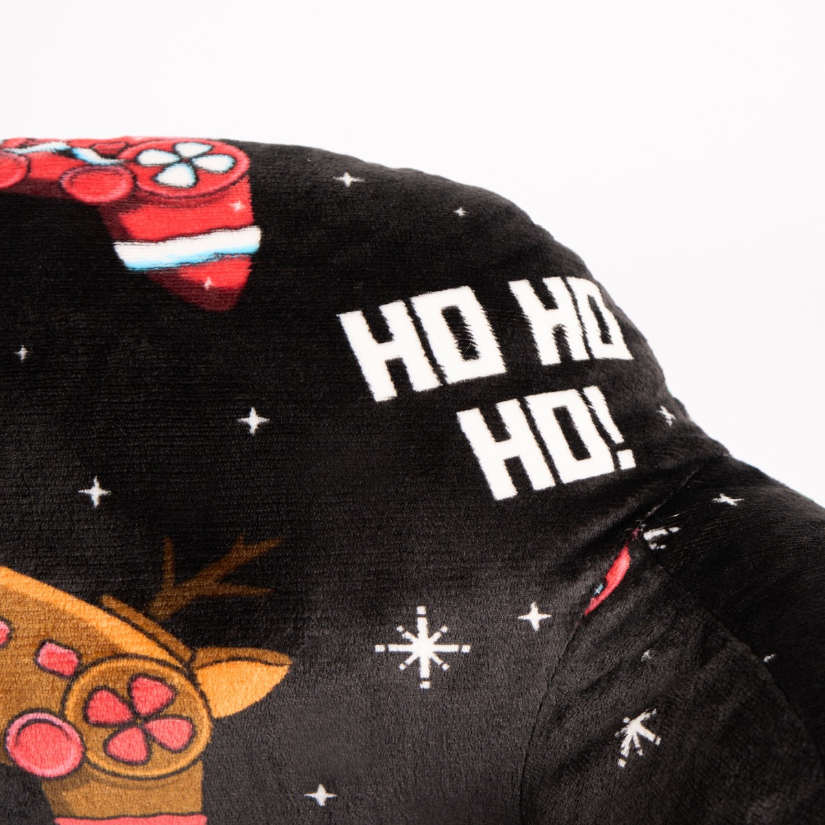 OHS Kids Christmas Gaming Fleece Cuddle Cushion - Black>