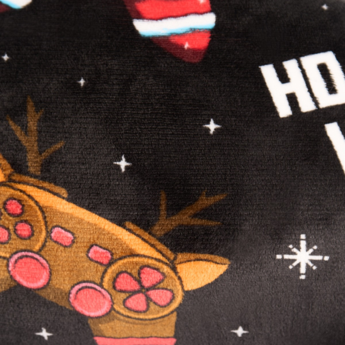 OHS Kids Christmas Gaming Fleece Cuddle Cushion - Black>